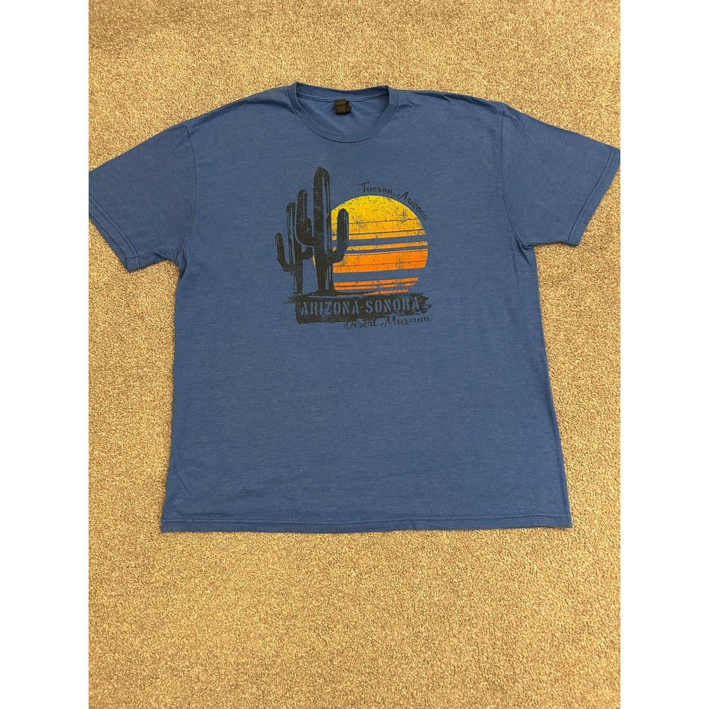 Arizona-Sonora Desert Museum T-Shirt Mens XL Blue Excellent Cactus Sunset Tee